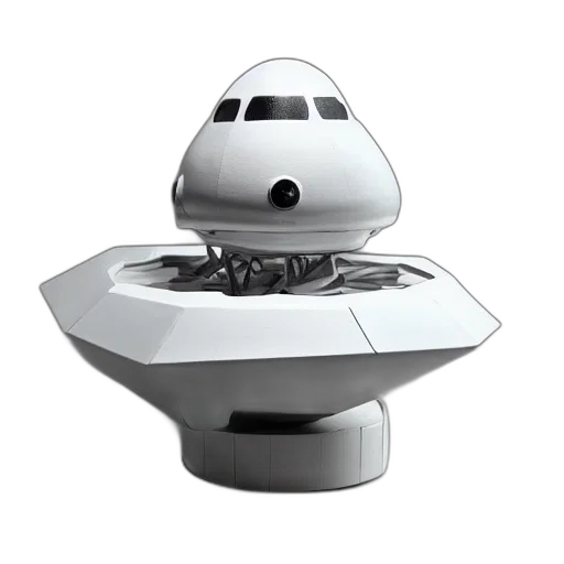 robot, 3d render, ufo, sculpture transparent PNG cut-out