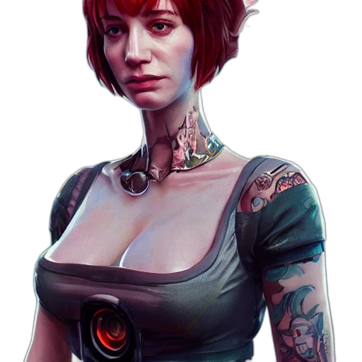 robot, dress, face, cyberpunk transparent PNG cut-out