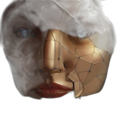 mask, face, crown, robot, 3d render, photorealistic, concept art, cyberpunk transparent PNG cut-out