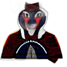 mask, jacket, robot, staff, 3d render, concept art, pixel art, cartoon transparent PNG cut-out