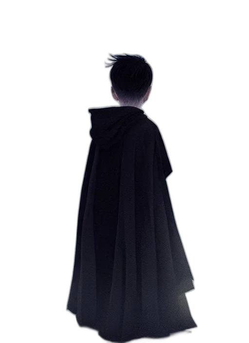 jacket, dress, staff, umbrella, concept art, 3d render, dark, monochrome transparent PNG cut-out