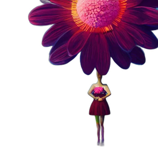 flower, umbrella, dress, crown, concept art, 3d render, photorealistic, watercolor transparent PNG cut-out