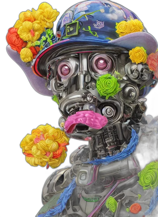 robot, mask, face, concept art, 3d render, photorealistic, colourful, vfx transparent PNG cut-out