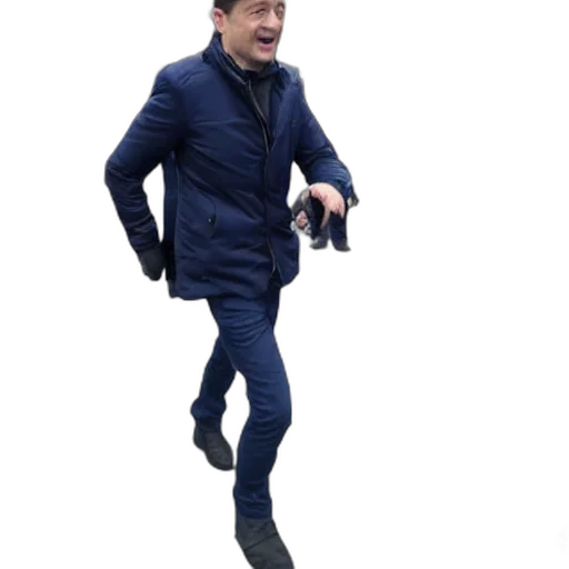 jacket, creature, umbrella, shoes, concept art, 3d render, zelensky, hero transparent PNG cut-out