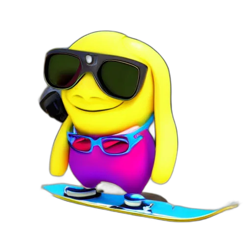 staff, animal, robot, 3d render, cartoon, vaporwave, concept art, neon transparent PNG cut-out