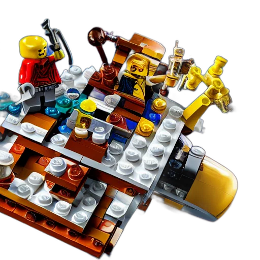 furniture, robot, concept art, outer space, lego, scene, pirate, ship transparent PNG cut-out