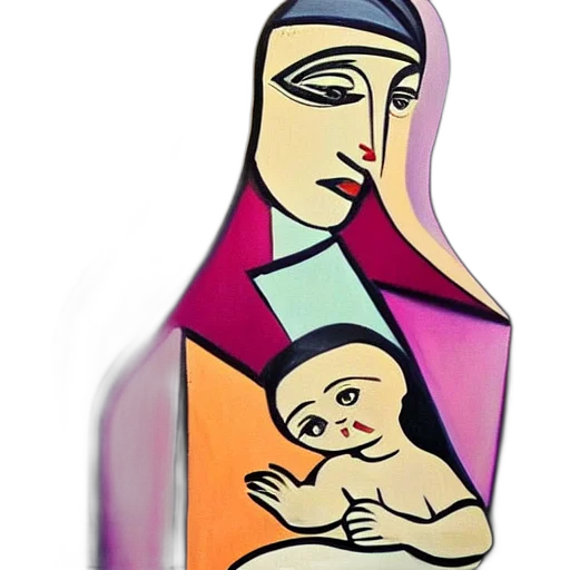 cartoon, beautiful, painting, madonna, picasso, art, deco, realistic transparent PNG cut-out