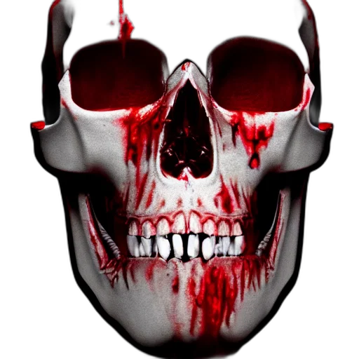 mask, face, photorealistic, 3d render, concept art, comic book art, red, bloody transparent PNG cut-out