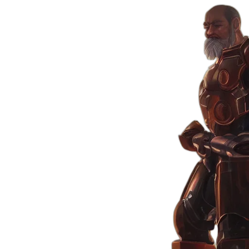 robot, sword, staff, 3d render transparent PNG cut-out