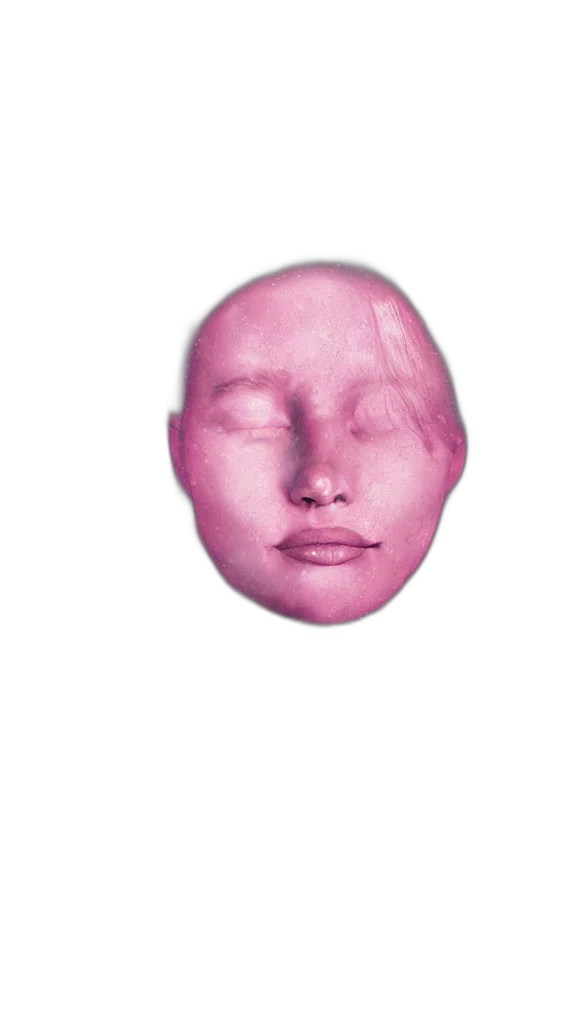 face, mask, hair, crown, vaporwave, photorealistic, 3d render, watercolor transparent PNG cut-out