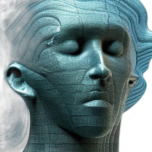 mask, face, robot, 3d render, vaporwave, photorealistic, concept art, blue transparent PNG cut-out