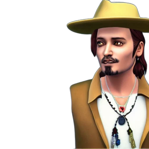staff, hat, photorealistic, cartoon, fantasy art, concept art, johnny, depp transparent PNG cut-out