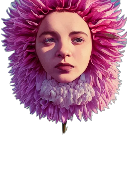 flower, face, creature, crown, photorealistic, concept art, 3d render, fantasy art transparent PNG cut-out