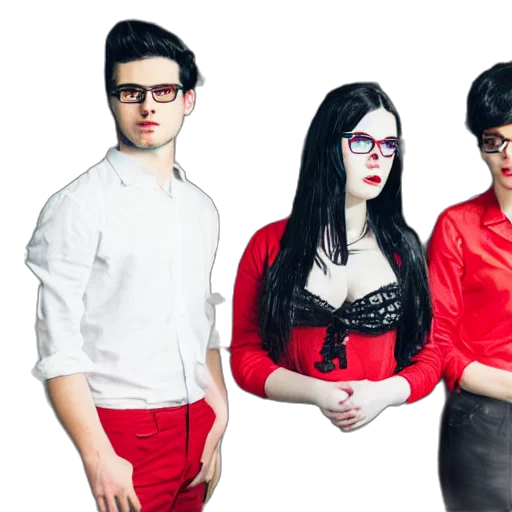 3d render, red, three, friends transparent PNG cut-out