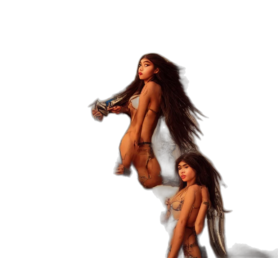 hair, creature, weapon, concept art transparent PNG cut-out