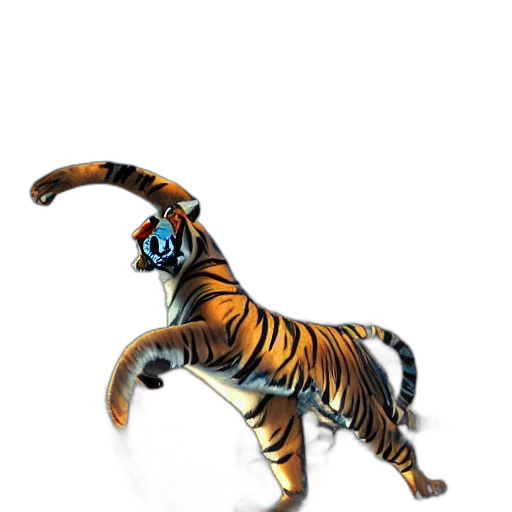 animal, staff, creature, concept art, 3d render, fantasy art, pixel art, tiger transparent PNG cut-out
