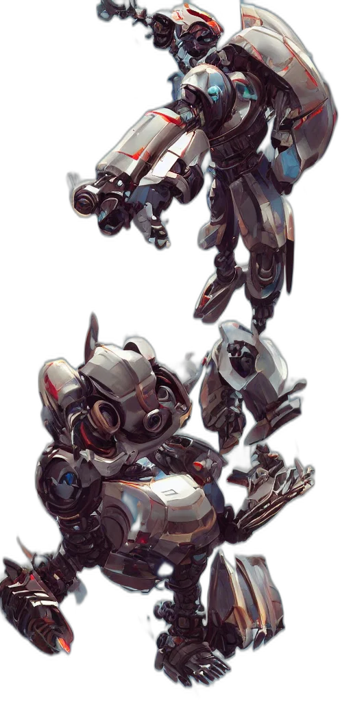 robot, weapon, concept art, cyberpunk transparent PNG cut-out