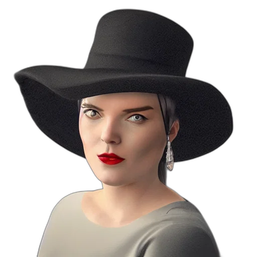 hat, staff, face, jewelry, 3d render, photorealistic, fantasy art, concept art transparent PNG cut-out