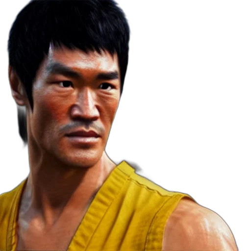face, photorealistic, concept art, fantasy art, comic book art, screenshot, bruce, lee transparent PNG cut-out