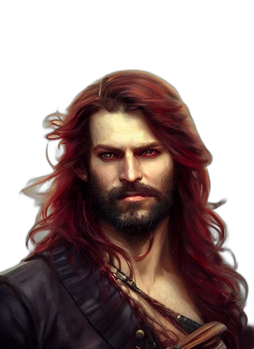 hair, face, fantasy art, concept art, photorealistic, pixel art, red, portrait transparent PNG cut-out