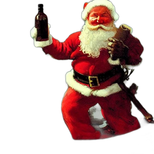 drunken, furious, berserker, santa transparent PNG cut-out