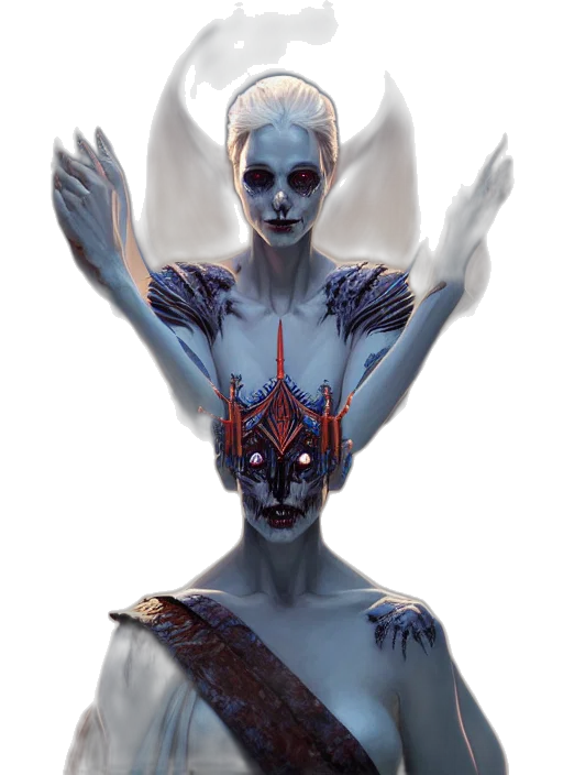 mask, creature, face, concept art, fantasy art, comic book art, 3d render, blue transparent PNG cut-out