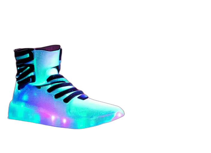 shoes, vaporwave, cyberpunk, 3d render, concept art, neon lights, neon, futuristic transparent PNG cut-out