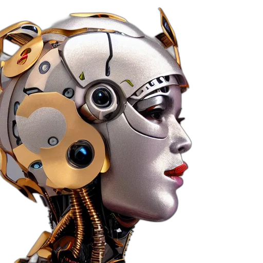 robot, mask, cyberpunk, 3d render, concept art, portrait, king, wearing transparent PNG cut-out