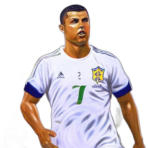 photorealistic, oil painting, cartoon, pixel art, portrait, ronaldo, fenomeno, brazilian transparent PNG cut-out