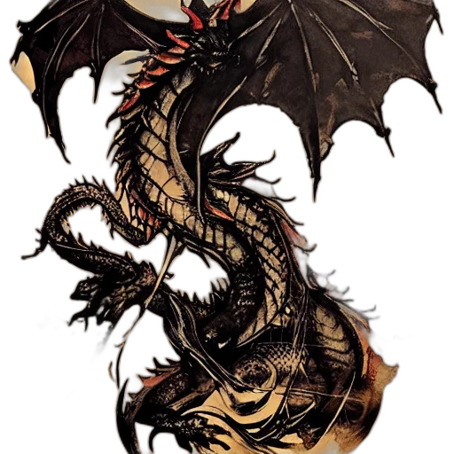 dragon, creature, staff, fantasy art transparent PNG cut-out