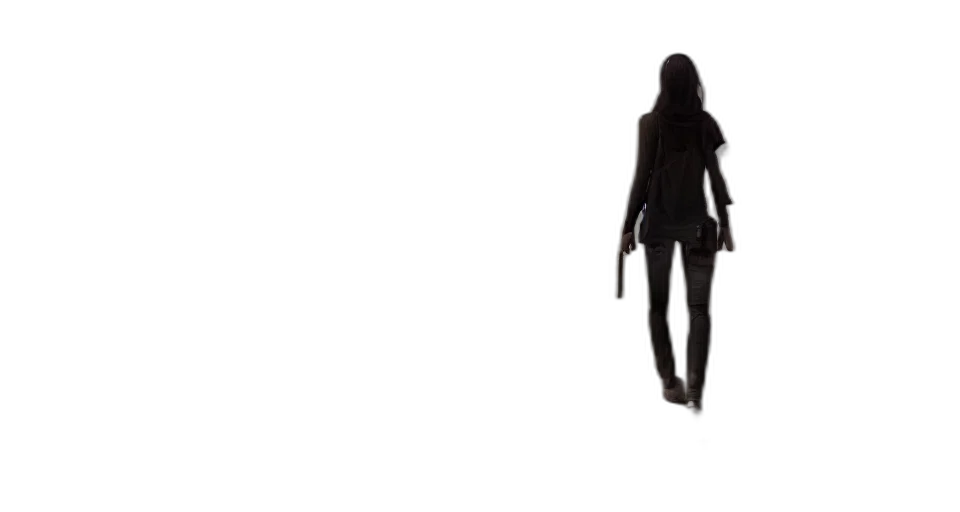 dress, jacket, hair, staff transparent PNG cut-out