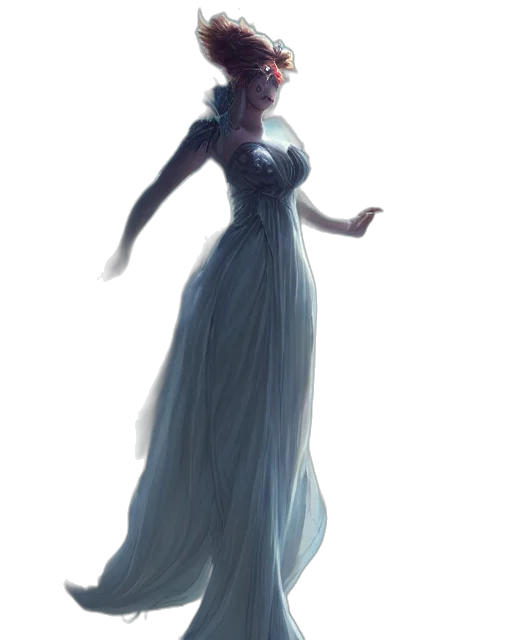 dress, crown, staff, creature transparent PNG cut-out