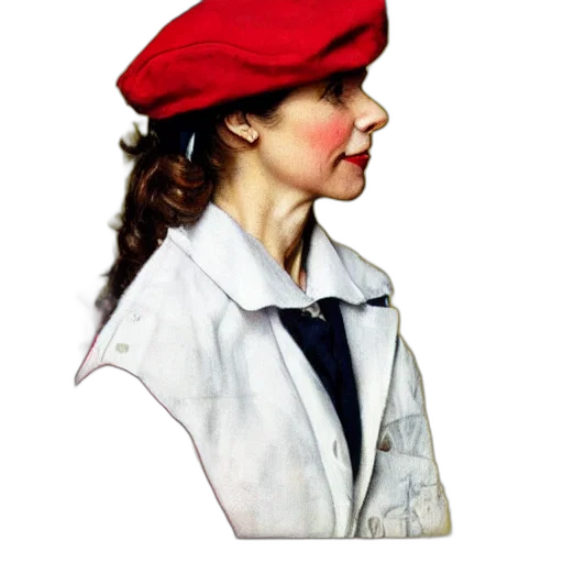 hat, jacket, face, staff transparent PNG cut-out
