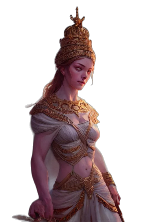 crown, jewelry, dress, staff, fantasy art, concept art, pixel art, photorealistic transparent PNG cut-out