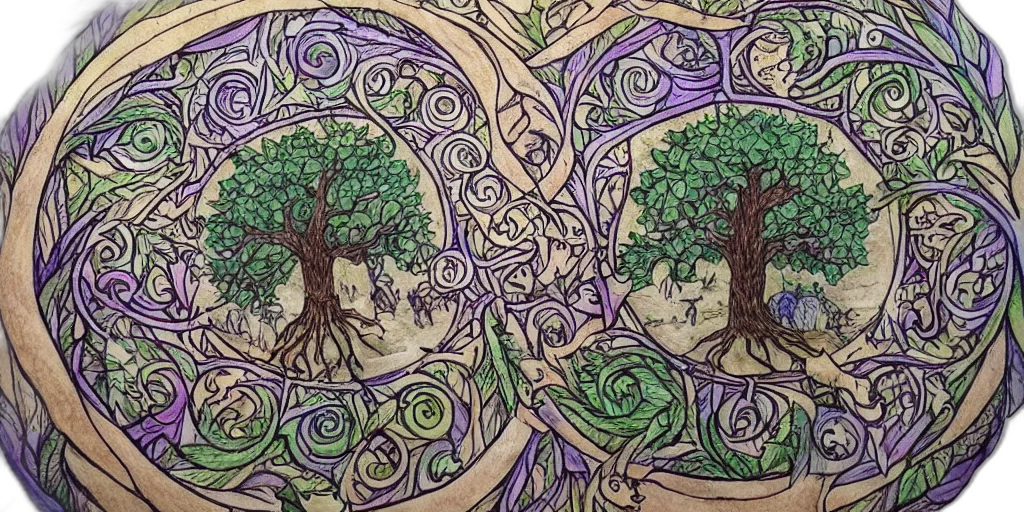 tree, watercolor, fantasy art, concept art, comic book art, forest, fire, green transparent PNG cut-out