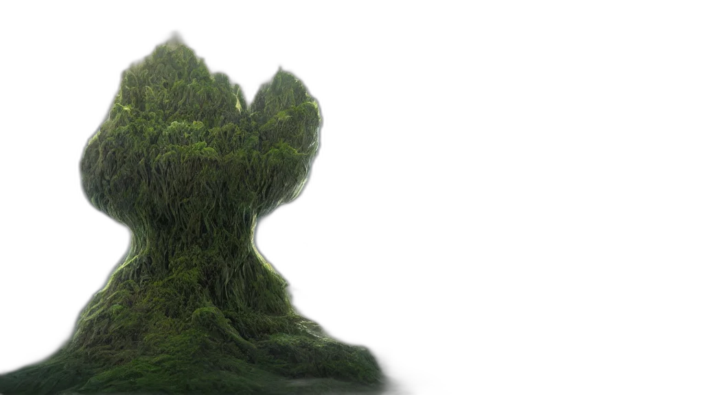 tree, creature, hair, mask, 3d render, fantasy art, concept art, photorealistic transparent PNG cut-out
