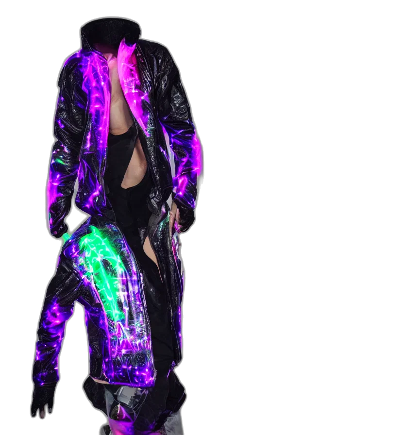 jacket, dress, cyberpunk, vaporwave transparent PNG cut-out
