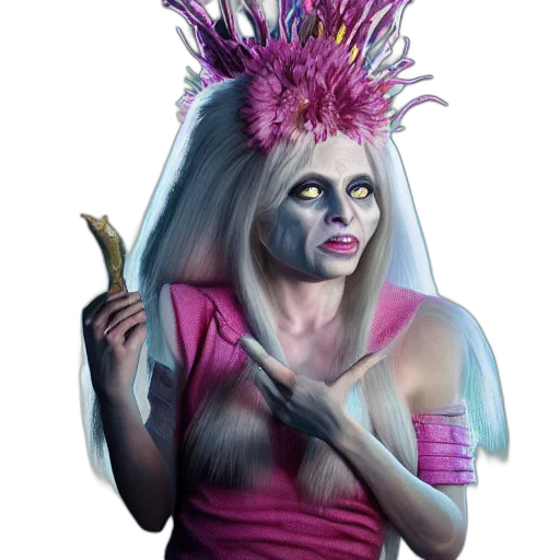 mask, creature, crown, staff transparent PNG cut-out