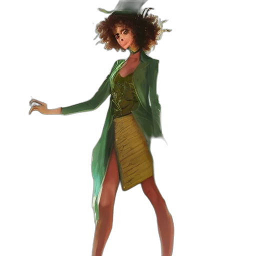 dress, jacket, staff, hair, concept art, 3d render, photorealistic, fantasy art transparent PNG cut-out