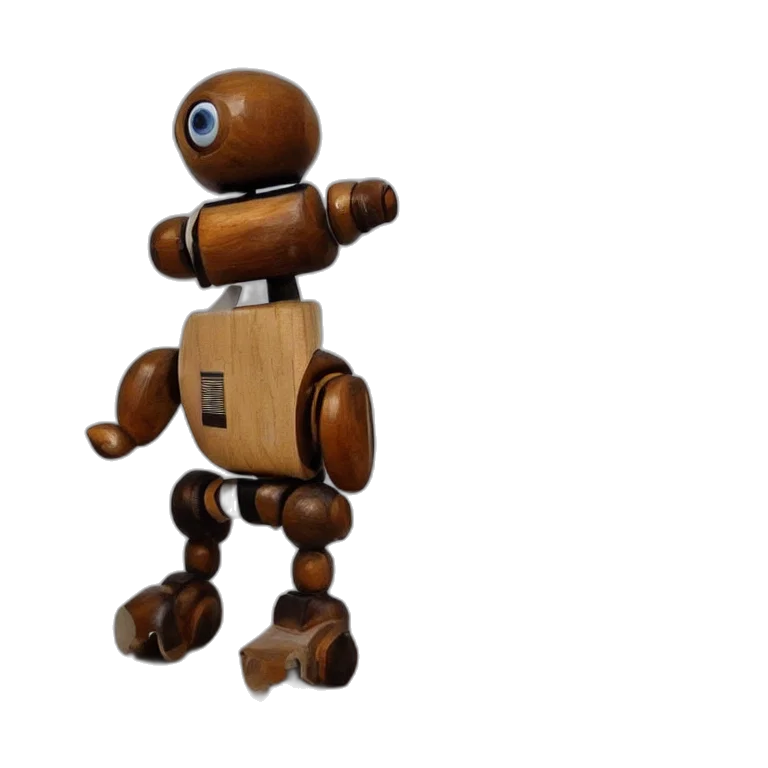 robot, animal, 3d render, concept art, pixel art, realistic, wooden, sculpture transparent PNG cut-out