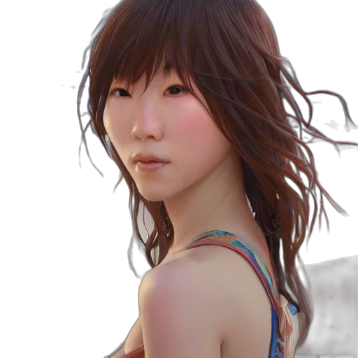 face, dress, photorealistic, 3d render transparent PNG cut-out