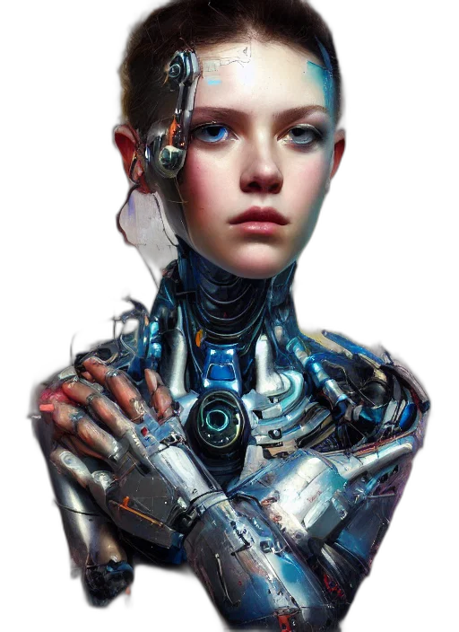 robot, face, jewelry, cyberpunk transparent PNG cut-out