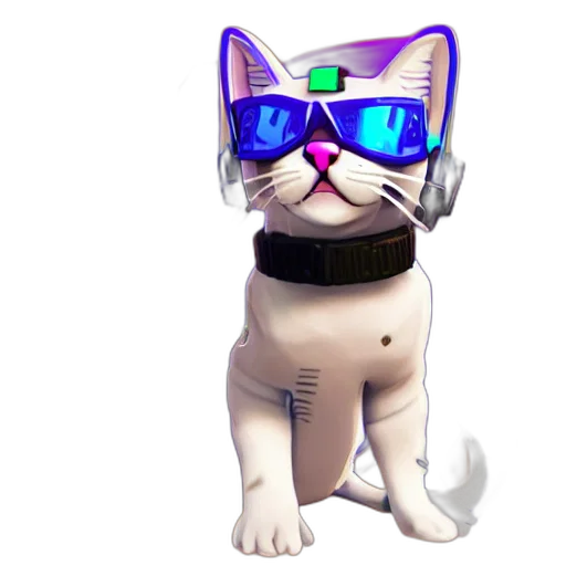staff, animal, 3d render, vaporwave transparent PNG cut-out