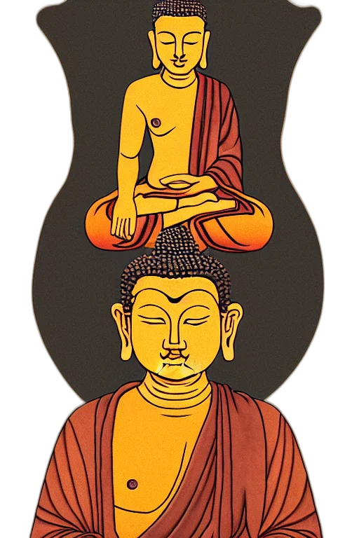 concept art, cartoon, beautiful, half, bodied, portrait, depicted, buddha transparent PNG cut-out