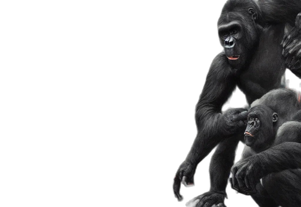 animal, concept art, photorealistic, 3d render, king, kong, rage, street transparent PNG cut-out