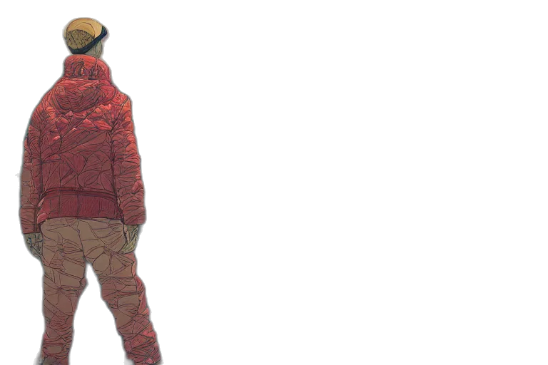 jacket, creature, staff, mask transparent PNG cut-out