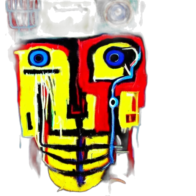 robot, mask, face, crown, concept art, photorealistic, watercolor, 3d render transparent PNG cut-out