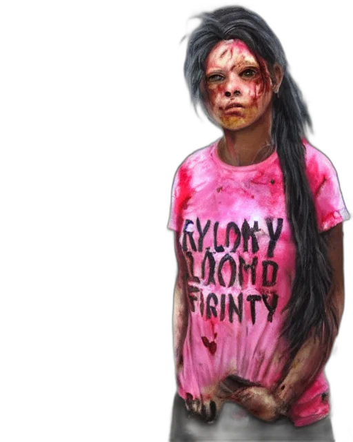 concept art, photorealistic, 3d render, cyberpunk, female, survivor, wearing, bloody transparent PNG cut-out