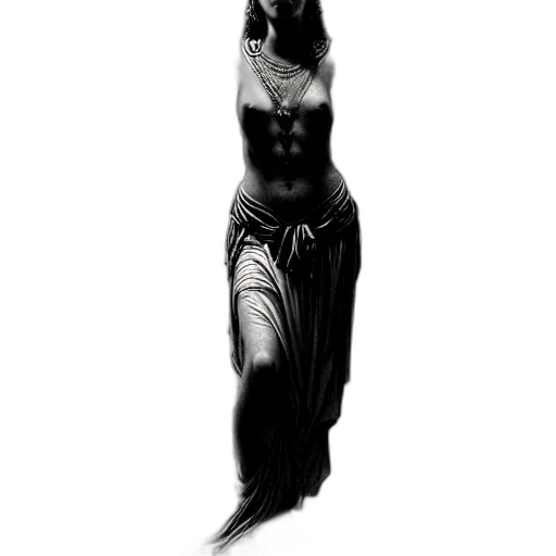 staff, dress, jewelry, creature, concept art, fantasy art, pencil sketch, photorealistic transparent PNG cut-out