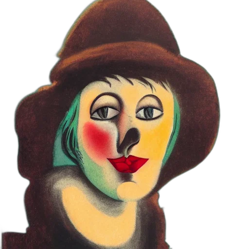 face, mask, hat, watercolor, oil painting, cartoon, photorealistic, closeup transparent PNG cut-out